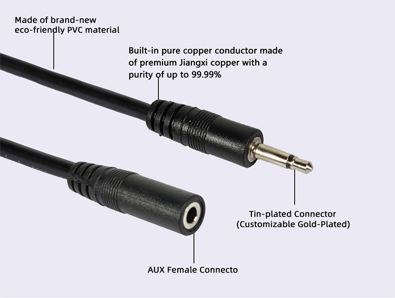 3.5mm audio cable, male to male, male to female2