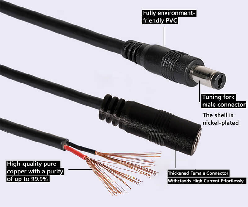DC male and female single-ended power cord2