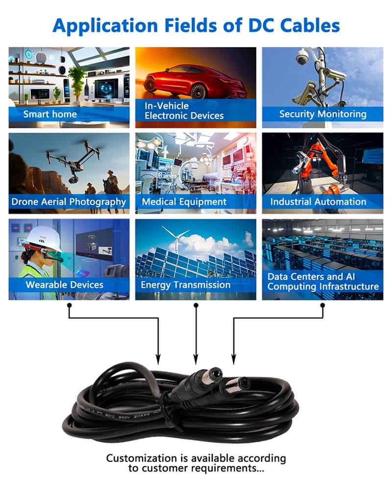 DC male-to-female, male-to-male power cables8