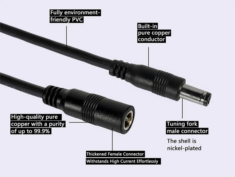 DC 1 mm² male and female single-ended power cord2