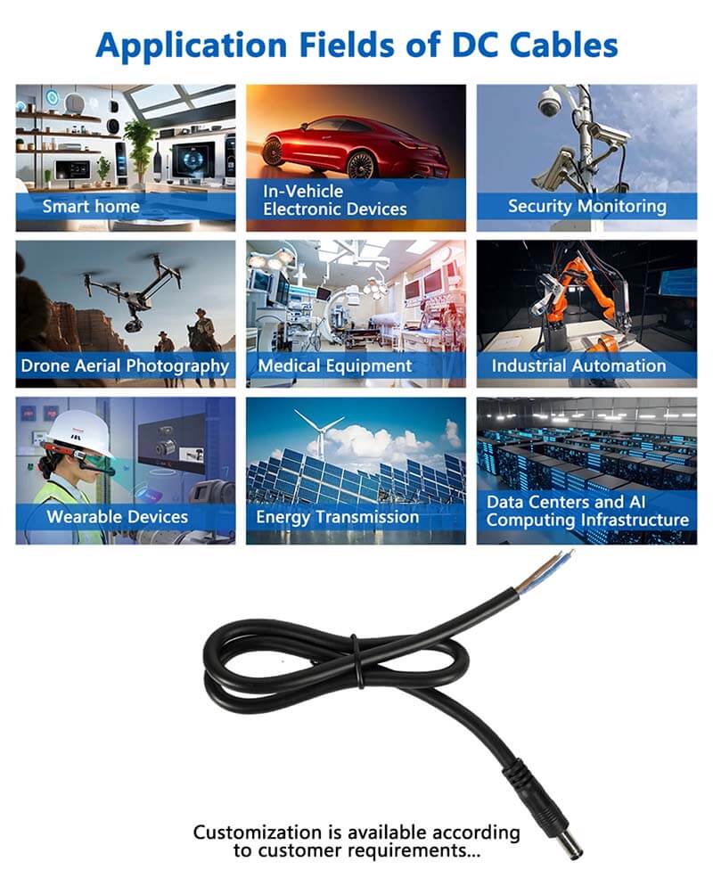 DC 1 mm² male and female single-ended power cord9