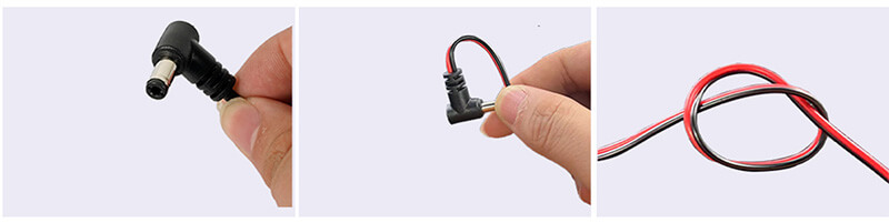 DC male bend connector, red and black double parallel lines.3