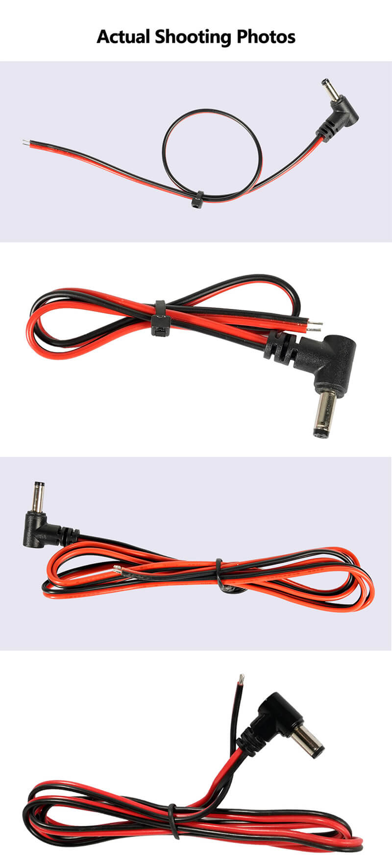 DC male bend connector, red and black double parallel lines.4