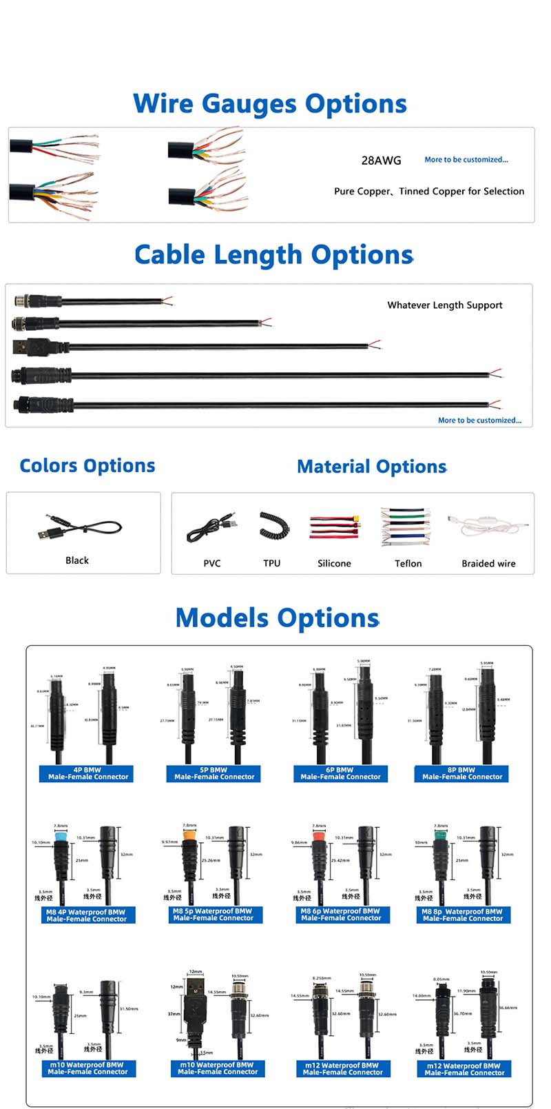 M12 Waterproof Male and Female Cables6