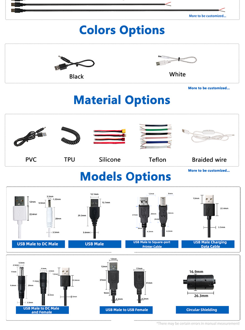 USB male female single-head charging cable6