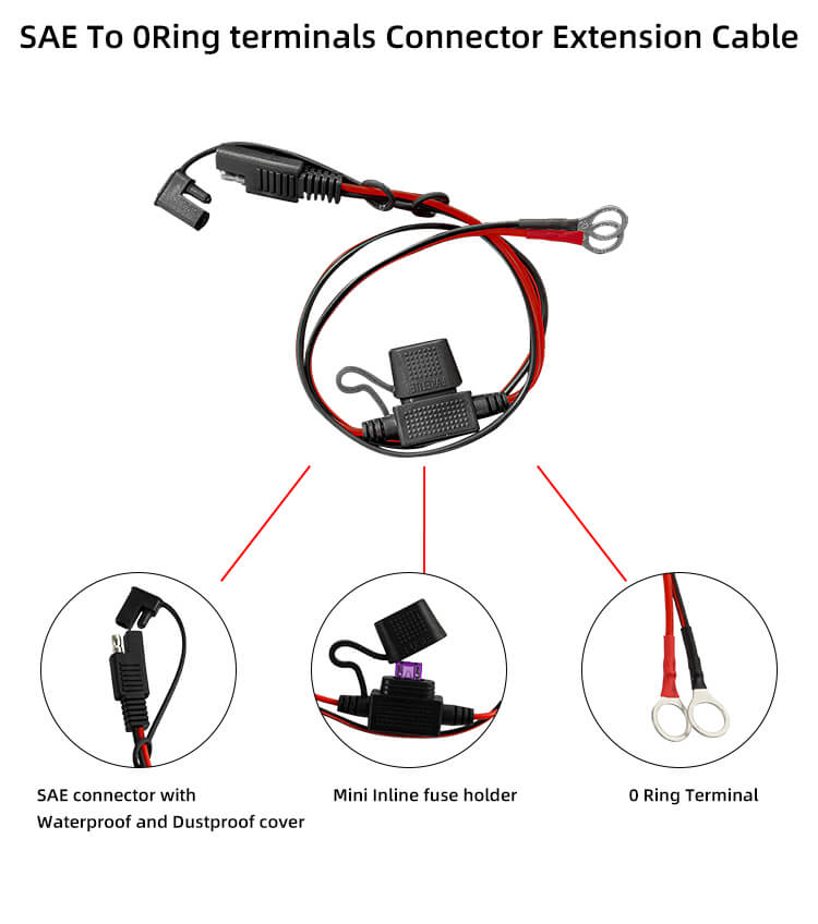 Automotive SAE Connector Power Cable with Ring Terminal (Fuse Holder Version) (2)