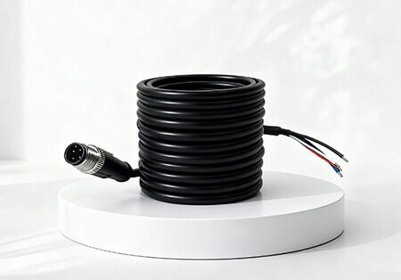 Custom wiring harness with circular connector and cable leads