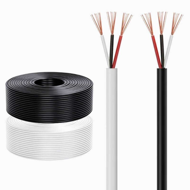 Multi-core wires with exposed copper conductors prepared for cable assembly and DFM review.
